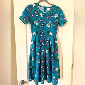 EUC LulaRoe Teal Floral Dress Women’s XS